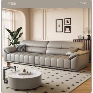 Set di Divani e Poltrone Reclinabili in Ecopelle di Lusso <span class=keywords><strong>Minimalista</strong></span> Moderno con Struttura in Legno Quadrata per <span class=keywords><strong>Soggiorno</strong></span> e Hotel - Product Image 6