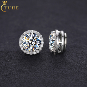 Nuevos Pendientes Magnéticos <span class=keywords><strong>de</strong></span> Diamante Moissanita VVS en Plata Esterlina 925 para <span class=keywords><strong>Hombre</strong></span>, Joyería <span class=keywords><strong>de</strong></span> Moda con Certificado GRA para Dropshipping - Product Image 1