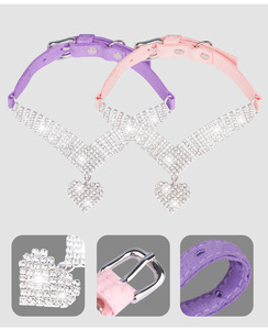 <span class=keywords><strong>Collar</strong></span> brillante de PU para perros, cadena de diamantes de malla brillante con hebilla de diamante para perros, suministros para mascotas, venta al por mayor - Product Image 2