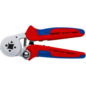 Herramienta de crimpado KNIPEX 97 55 04 SB para terminales (férulas), con ajuste automático para crimpado lateral con mangos - Product Image 1