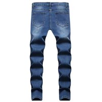 Pantalon Jean Long Skinny Slim Homme, Style Décontracté Mode Hip Hop, Délavé Usé Troué Dégraffié