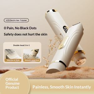 Rasoir électrique 2-en-1 pour <span class=keywords><strong>femme</strong></span>, épilateur indolore, <span class=keywords><strong>tondeuse</strong></span> corporelle pour maillot, nez, sourcils, barbe, bras et maillot - Product Image 2