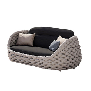 Sofá de Ratán para Exteriores, Combinación de Muebles para Patio, <span class=keywords><strong>Terraza</strong></span> y Balcón, Protección Solar, Impermeable, Sofá Nórdico Tejido para Jardín - Product Image 5