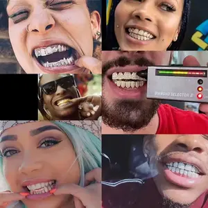 Teeth Grillz Fashion Hip-hop Jewelry Vvs Moissanite 10K 14K 18K Gold Diamond Grillz 925 Silver Custom Grillz