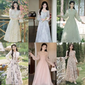 Robe longue pour femmes avec imprimés floraux, chemise et manches courtes, robes décontractées à manches courtes tendance pour femmes - Product Image 6