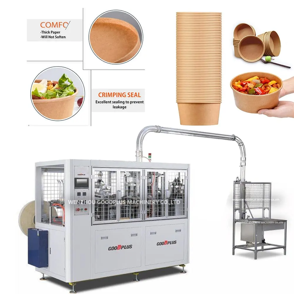 Máquina de fabricación de tazas de papel de alta velocidad, línea de producción de cuencos de papel, café, té, precio de fábrica de China