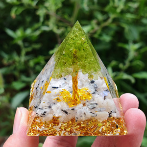 Petit Arbre De Vie Citrine <span class=keywords><strong>Orgonite</strong></span> Pyramide Obsidienne Pierre De Guérison Cristal Pour Yoga Reiki Méditation - Product Image 3