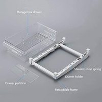 Organisateur de réfrigérateur pour aliments, séparateur de tiroir suspendu réglable en plastique PET transparent pour cuisine, 8 compartiments