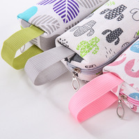 Trousse à crayons en toile à grille noire de dessin animé Cactus feuille avocat sac à crayons pour garçon fille ours polaire boîte à crayons papeterie fournitures scolaires