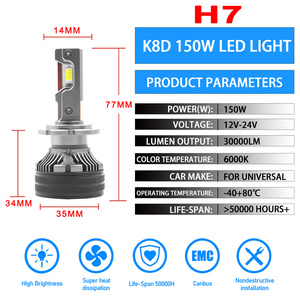 Super lumineux 150W 30000LM H4 H7 H8 H9 H13 9005 9006 K5C K8 ampoule de phare LED 6000K blanc/3000K jaune antibrouillard <span class=keywords><strong>Hi</strong></span>/Lo faisceau nouveau - Product Image 5
