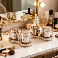 Flacon pulvérisateur vide 2-en-1 à double compartiment avec couvercle doré, emballage de luxe personnalisé pour palette de fards à paupières, crème de jour/nuit en plastique