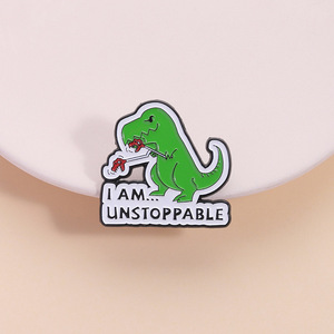 Broches de dinosaurios imparables con letras I Am, alfileres de esmalte suave, insignias de solapa, joyería de Metal de animales antiguos, regalo para niños y amigos - Product Image 5