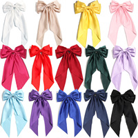 Nouvelles pinces à cheveux en satin soyeux avec nœud, grandes barrettes solides à longue queue pour filles et femmes, idéales pour les occasions décontractées et les fêtes