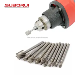 SUBORUI 10 pièces HSS fraise rotative fraise routeur foret ensemble pour le meulage des métaux polissage