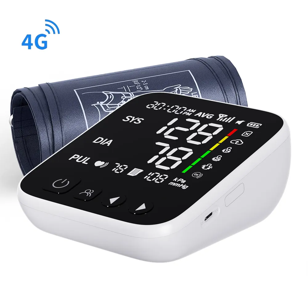 Wiederauf ladbare Cellular Tele health Medical Equipment Lösung 4G Blutdruck messgerät Oberarm 4G Blutdruck messgerät
