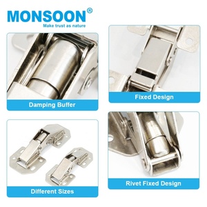 Charnière de meuble en métal nickelé de type pont, charnière en verre inoxydable à 90 degrés, charnière de grenouille pour placard extérieur, chambre à coucher - Product Image 3