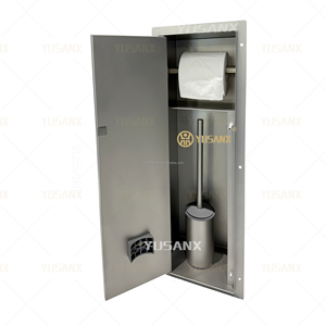 ที่ใส่กระดาษชำระแบบฝังผนังสแตนเลส 304 พร้อมที่เก็บแปรงขัดห้องน้ำแบบฝังกระเบื้องสำหรับห้องน้ำ - Product Image 2