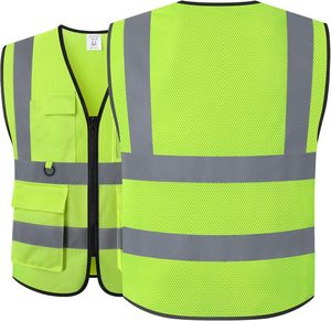 เสื้อกั๊กนิรภัย Hi VIS ของผู้ชายและผู้หญิงมีกระเป๋าสะท้อนแสงมองเห็นได้ชัดเจนซึ่งตรงตามมาตรฐาน ANSI/isea - Product Image 5