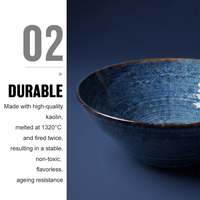 Vaisselle en céramique moderne à glaçure bleue réactive, vente en gros directe d'usine, bols à salade de fruits et plats à pâtes en porcelaine pour la restauration