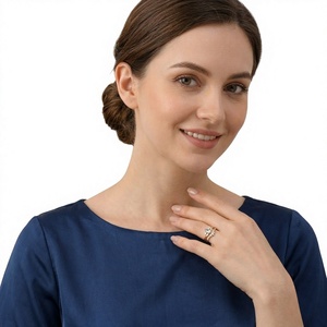 Natural Aquamarine Pear Cut Bridal Ring 925 Sterling <b>Silver</b> & <b>Solid</b> Gold Fine Jewelry OEM ODM Wholesale Supplier - Product Image 5