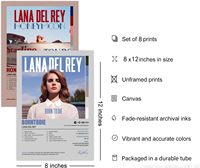 Lana Del Rey Posters Album Cover Music Poster for Room Esthétique Canvas Wall Art for Teen and Girls Room Decor (Set of 8 8X12in)