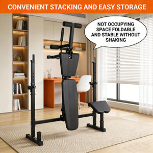 Rack de musculation pliable et réglable multifonction pour squats, avec banc de musculation et logo personnalisé – Équipement de fitness pour l'escalade et le sport - Product Image 4