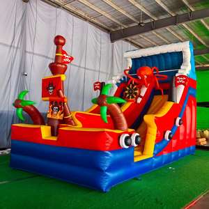 Castillo Inflable con Tobogán <span class=keywords><strong>de</strong></span> Barco Pirata y Pulpo, Combinado para Fiestas Infantiles <span class=keywords><strong>de</strong></span> Grado Comercial - Product Image 1