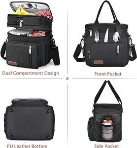 Échantillon gratuit Grande boîte à lunch à double compartiment Robuste Sacs isothermes thermiques étanches Sac isotherme pour le déjeuner - Product Image 4