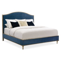 Meubles d'hôtel de luxe américains, style européen moderne rétro, lit king-size en tissu, bois massif sculpté, durable pour la chambre à coucher