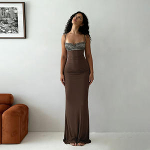 Vestido de Sirena Sexy con Espalda Descubierta y Encaje para Mujer, Tirantes Finos, Ajustado, Elegante, Largo, para Fiesta de Noche - Product Image 2