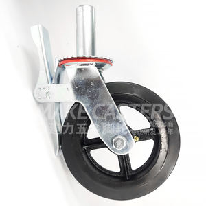 Jianli Andaime Rodízios Rodas com Freio 360 Graus Placa superior Giratória Heavy Duty Iron Core Rodízio De Borracha Preto 6 polegada 8 polegada - Product Image 2