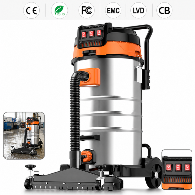 3600W 80L Commercial Vacuum Cleaner Heavy Duty Industrial Vacuum Cleaner Wet and Dry