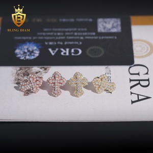 Ready to Ship Fine Jewelry Rose Gold Plated 925 Sterling <strong>Silver</strong> Vvs Moissanite Cross <strong>Small</strong> Earrings <strong>Stud</strong> for Man Women - Product Image 2