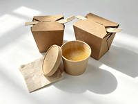 Boîte à nouilles carrée biodégradable et étanche, ensemble de boîtes à collation, logo personnalisé, papier kraft écologique, estampage à chaud, impression UV, restaurant