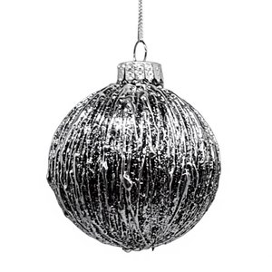 Boules <span class=keywords><strong>de</strong></span> Noël en verre argenté texturé <span class=keywords><strong>de</strong></span> luxe, ornements en feuille métallisée effet cristal <span class=keywords><strong>de</strong></span> glace, sphères suspendues pour sapin <span class=keywords><strong>de</strong></span> Noël avec <span class=keywords><strong>couronne</strong></span> - Product Image 1