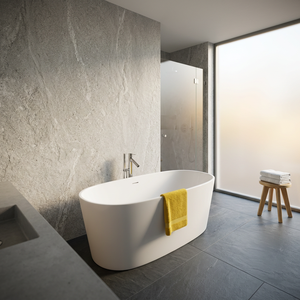 Empresa exportadora de revestimiento de piedra natural, azulejos de pizarra natural pulida para pared, panel de revestimiento moderno para baño, aspecto de mármol gris - Product Image 2