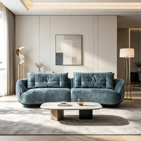 Canapé modulaire de style italien avec dossier incurvé, revêtement en velours doux, deux places, canapé pour hôtel, villa, salon