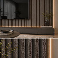 Panel Dinding Akustik Banruo Motif Kayu PS, Panel Slat PET Felt, Panel Dinding Dekoratif Interior Peredam Suara