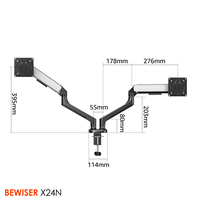 Bras de support réglable pour ordinateur portable et moniteur, support LCD pour ordinateur portable, bras flexible pour ordinateur portable (BEWISER X24N)