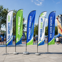 Grande drapeau de plage publicitaire extérieur, impression haute définition, portable, double face, drapeau plume télescopique avec logo personnalisé