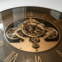 Table d'appoint décorative ronde avec horloge, cadre en métal noir, chiffres romains, pour salon et couloir