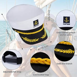 SOLPOP Gorra de Capitán Azul Marino y Blanca, Gorra de Marinero Premium para Hombres y Mujeres, Estilo Clásico Yacht Rock para Fiestas Temáticas Náuticas - Product Image 2