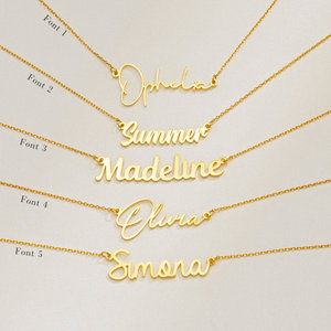 Collana Minimalista Personalizzata con Nome in Acciaio Inossidabile 316L Placcato Oro 18K PVD, Impermeabile e Antiossidante, Regalo per la <span class=keywords><strong>Festa</strong></span> <span class=keywords><strong>della</strong></span> <span class=keywords><strong>Mamma</strong></span> - Product Image 1