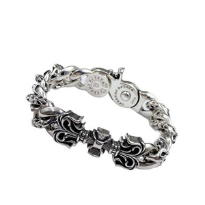 Pulsera Unisex Gruesa de Moda Hip Hop Rock con Cruz Punk Electrochapada, Flor Completa y Espada Distressed - Product Image 5
