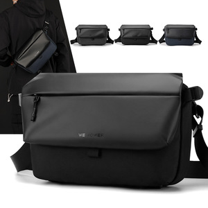 Sac bandoulière pour homme WePower, nylon imperméable, style streetwear, sac messager noir, gris, bleu foncé, couleur unie, R3, hiver 2025 - Product Image 3