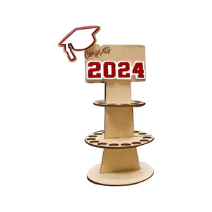 Graduation Decorations 2024 New Graduation Gift 2 Layer Wooden Money Holder Graduation Party Decoration New Product Home Decor