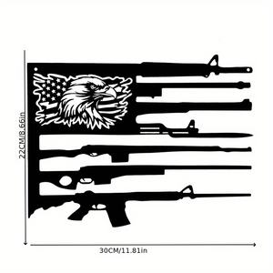 Décoration Murale Métallique Classique Aigle Drapeau Américain Art Déco pour Amateurs d'Armes à Feu - Ornement Mural Métallique pour Anniversaire - Product Image 4