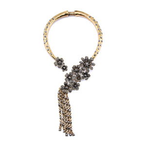 European American Luxury Full <strong>Diamond</strong> Flower <strong>Necklace</strong> Retro Tassel <strong>Fake</strong> Collar Elegant Banquet Fashion Pendant <strong>Necklaces</strong> - Product Image 4