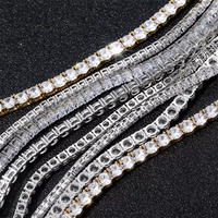 Hip Hop Rappeur En Gros Zircon CZ Tennis Chaîne Or Argent Largeur 3mm 4mm 5mm 6mm Tennis Collier