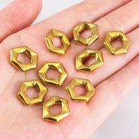 Perles hexagonales irrégulières plaquées or en acier inoxydable 304, grandes perles d'espacement à trou large pour la fabrication de bijoux DIY, colliers, vente en gros